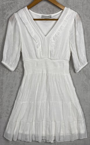 White smocked waist mini - mini, dress