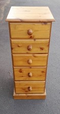 Antique solid Pine 5 Draw Unit ,  slim fit unit. wooden handles,  plinth base .