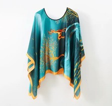 Classy  Fine Quality Satin Silk Kaftan /Kimono /Tunic Poncho Womens Free Size