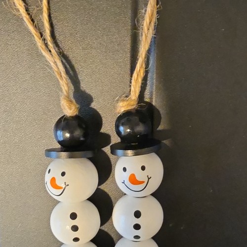 Wooden hanging snowman - wooden,