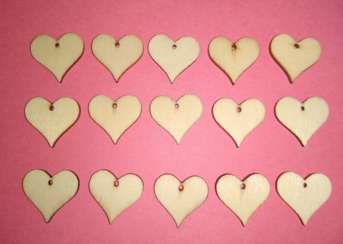 Pack 2cm wooden heart - pack,
