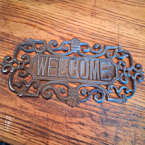 Cast iron rectangle - rectangle, "welcome"