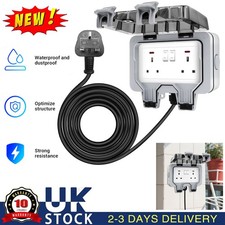 OUTDOOR SOCKET WEATHERPROOF STORM DOUBLE SWITCHED RCD SOCKET 13 AMP 2 GANG IP66
