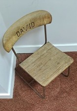 Vintage Wood & Metal Childs School Chair Personalised "David" 1940's Mid Century
