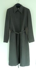 Peruvian Connection Fir Green 68% Baby Alpaca Zip Front Long Belted Coat Size 8