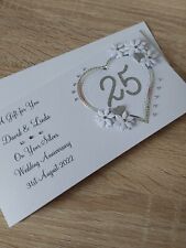Personalised Handmade Silver Wedding Anniversary Gift Card Money Wallet DL Size