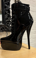 Extreme High Heel 17cm Platform Stiletto Boots PU Locking Gothic UK 6/EU39