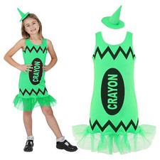 GIRLS GREEN CRAYON DRESSES