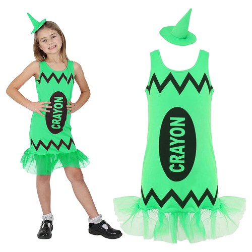 Girls green crayon - girls, dresses