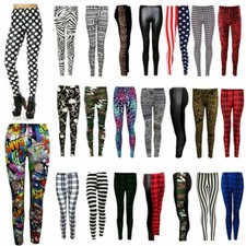 Ladies Printed Leggings Full Length Stretchy Trouser Casual Pants Plus Size