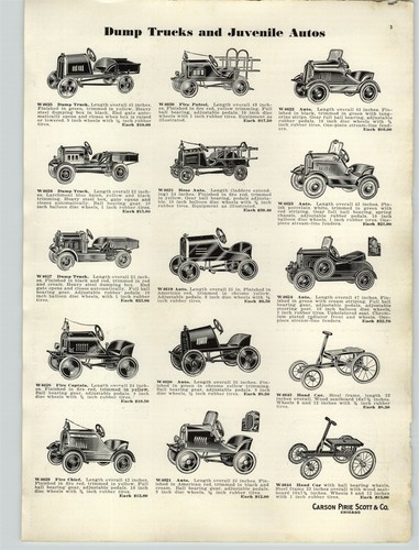1932 paper toy pedal cars - 1932,