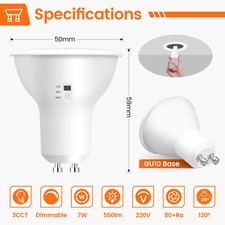 1-100x GU10 LED Bulbs 5W=50W