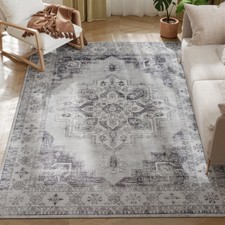 HOMCOM Flannel Non-Slip Washable Rug for Living Room, 230 x 160 cm, Grey