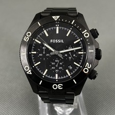 Fossil Mens Watch Traveler CH2915 Black S.Steel Chronograph Date New Battery VGC