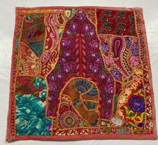 Vintage French Bead Art Embroidered Scene Home Decor Chair Cusion 50x51 cm