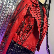 Grunge Goth E-Girls Spike Studded Rivet Punk Rock Y2K PU Leather Jacket
