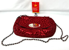 Mulberry Lily Metallic Leopard Maroon Bag with Shoulder Strap & Dust Bag   LM4c