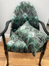 Beautifully refurbished 1940's ebonised chair, 'Art Deco' style in green velvet 