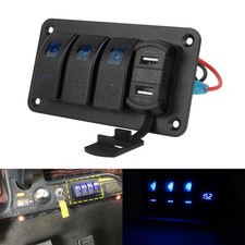 3 Gang Blue LED Switch Panel
