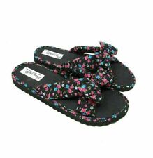 LADIES SLIP ON FABRIC FLAT FLIP FLOP POLKA DOT MULE SUMMER SANDALS SLIP ON NEW