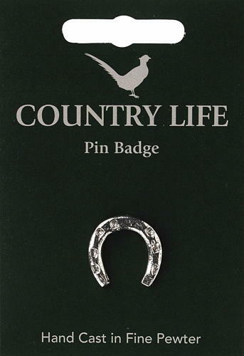 Horseshoe pewter lapel pin - horseshoe,