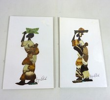 Pair of African Ladies Butterfly Handcrafted Mosaics by African Artists Sealed