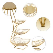 3-Tier Fruit Basket Bowl, Gold