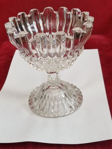 Antique ribbed glass pedastal - ribbed,