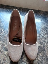 Spot On  6/40 ivory faux suede  3.5"/8.5 cm stiletto heeled EE wide fit shoes