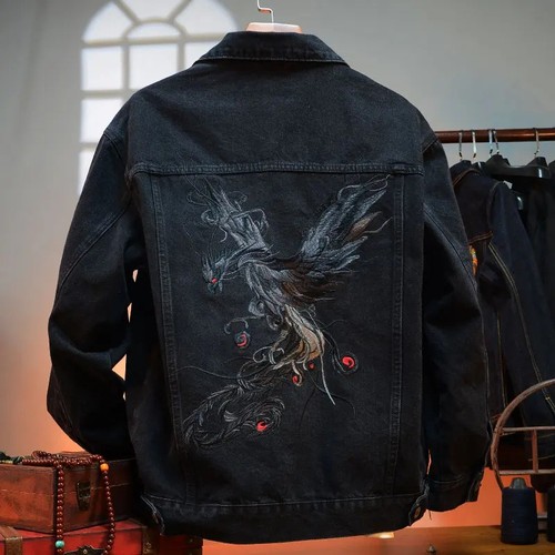 Phoenix embroidered denim - embroidered,