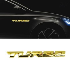 1Pc Golden 3D TURBO Logo Car Metal Stickers Sporty Stylish Emblem Badge Decal