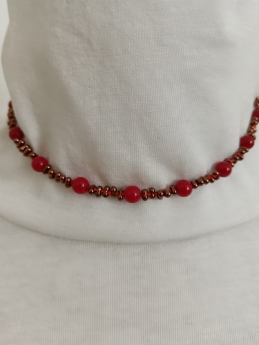 Red coral necklace - red,