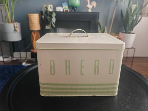 Vintage enamel bread bin old - bread,