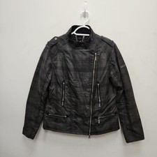 Barbour Black Streak Katana Wax Waterproof Chess Leather Trim Jacket Size Uk 16