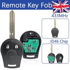 Replacement Remote Key Fob 2Button 433MHz ID46 Chip for Nissan Micra Juke Navara