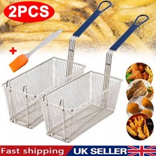 2 Pack Commercial Fryer Frying Basket Chip Fish Deep Fat Takeaway 340x165x150mm
