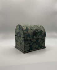 Vintage Antique Green Floral Music Box 4.75 x 4 x 4.5 Working Condition