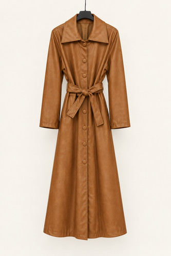 Ladies leather trench - pu,