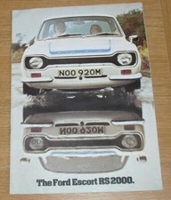 Ford Escort RS 2000 RS2000 Mark One Mk1 Mk 1 1973 1974 Brochure AVO FP300 8 Page
