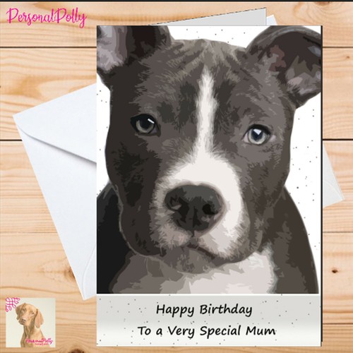 Personalised staffy card - staffy,