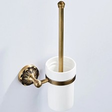 Antique Brass Toilet Brush Set