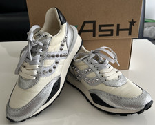 ASH Spider 168 Studs Trainers-Calf Suede- Size 37-White/Silver -Boxed