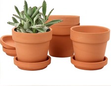 Oairse 4PCS Terracotta Plant Pots 13x13cm Mini Clay Pot with Drainage and Sauce
