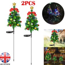 2Pcs Solar Christmas Tree Stake Light Xmas Tree Light Decor Outdoor Waterproof
