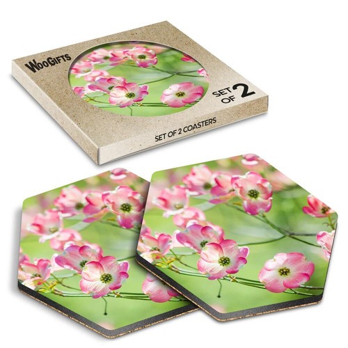 Hexagon mdf coaster pink - coaster,