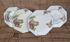 Art Deco Radfords Crown China 4x Hexagonal Side Plates 6.75"