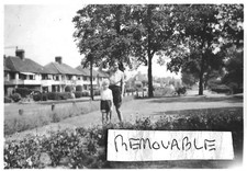 Vintage Old Photograph Boy Lady Tree's House's Hatfield Hertfordshire 1946