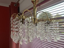 Brass effect & Clear Acrylic Bead Vintage 3 arm waterfall  Pendant Shade 