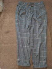 Topshop Grey Checked Trousers Straight Leg Check Plaid Size 8