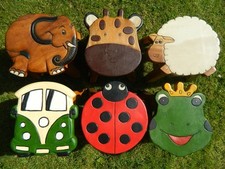 Childs Childrens Wooden Stool - Hand Made Shaped Stools In Assorted Designs